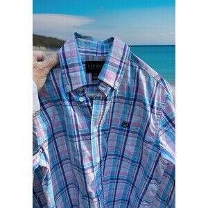 Lauren Ralph Lauren Black Label Button Down Shirt LS Paid Pink Blue White Boy 12
